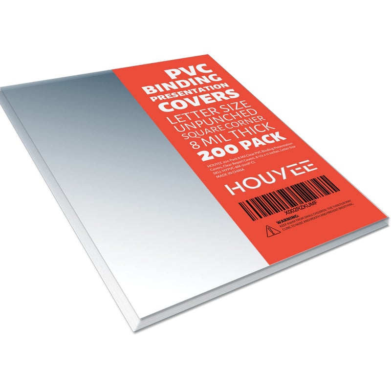 HOUYEE 200 Pack 8 Mil PVC Binding Presentation Covers, Clear Report Covers for Binding, 8-1/2 x 11 Inches, Letter Size - Image 4